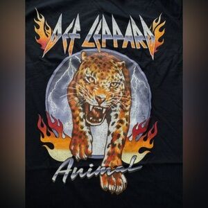 Def Leppard Animal Black Tiger Graphic Band Tee Short Sleeve Mens Size Large